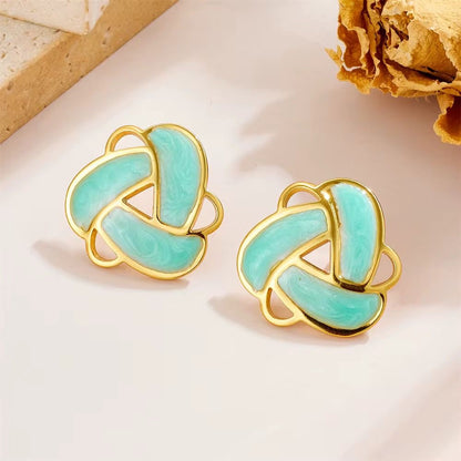 SJ 861 Blue Twisted Triangle Stud - 18k Gold PVD plated stainless steel - Anti tarnish