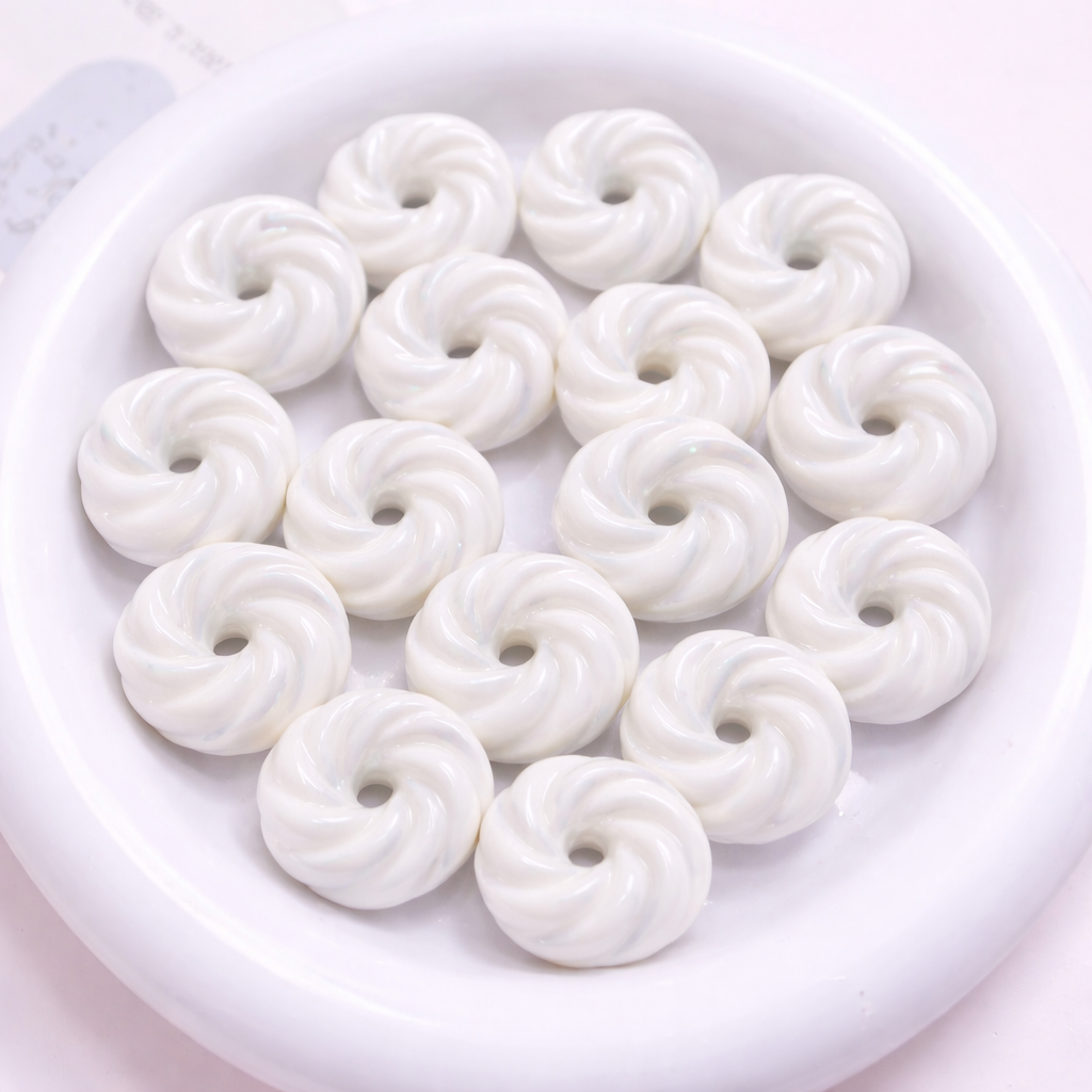 BBB 304 (e) White Holographic Shiny  Bead ( 1 pc ) UV Plated Acrylic ( 18 mm )