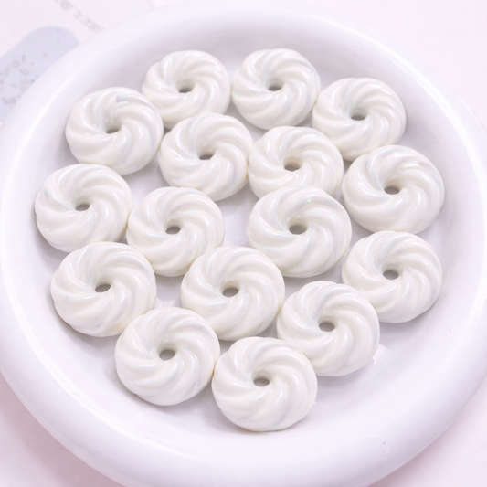 BBB 304 (e) White Holographic Shiny  Bead ( 1 pc ) UV Plated Acrylic ( 18 mm )