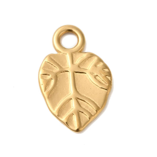 SS 3024 Leaf Charm 18k Gold PVD plated stainless steel ( 1 piece ) Anti tarnish ( 8:13 mm )