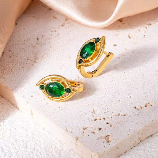 SJ 1101  Zircon hoop earring - 18k Gold PVD plated stainless steel - Anti tarnish