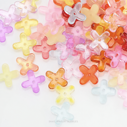 GB20 Colourful Cross Glass Beads ( 1 pc ) Lampwork Bead