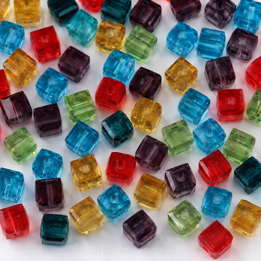GB23 Cube Crystal Glass Beads ( 1 pc ) Lampwork Bead