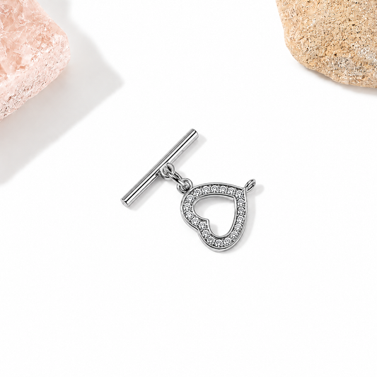ESPB09 Heart zircon OT Toggle Clasp ( 1 pc )  Platinum