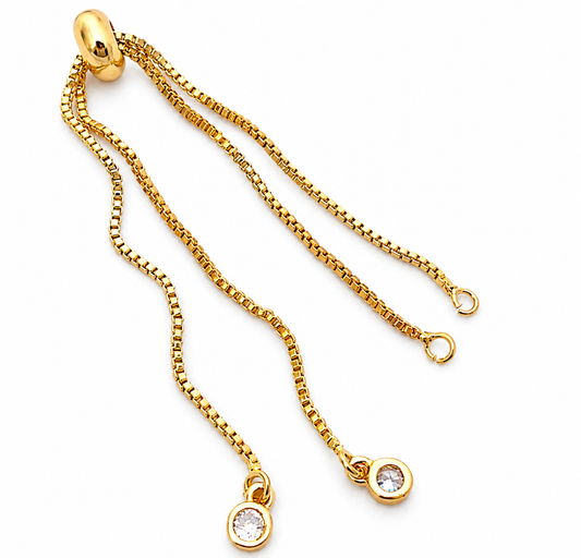 E18B08 Box Chain Adjustable Bracelet Buckle ( 1 pc ) 18k
