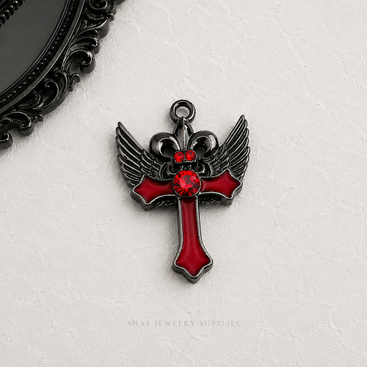 MC02B Angel Wings Cross Gothic Charm ( 1 pc )