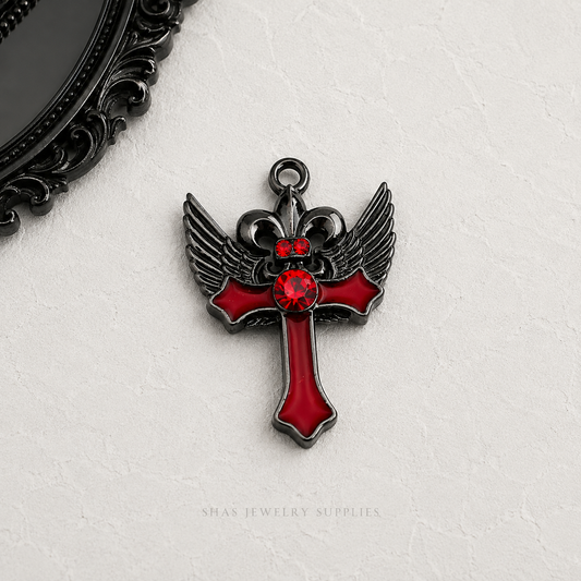 MC02B Angel Wings Cross Gothic Charm ( 1 pc )
