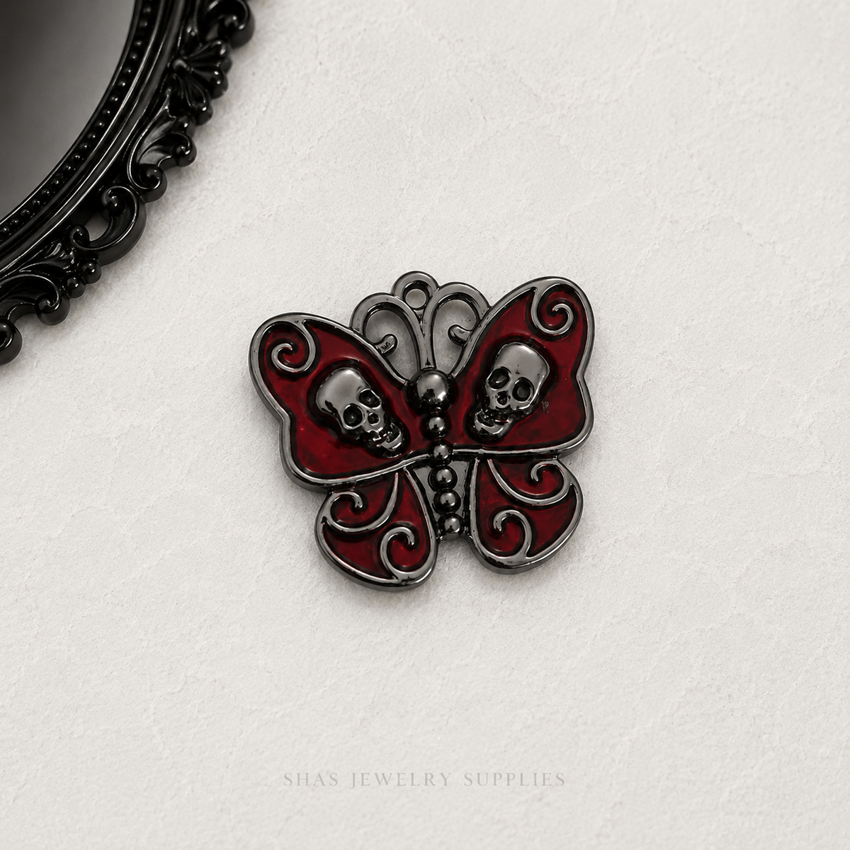 MC02D Butterfly Skull Gothic Charm ( 1 pc )