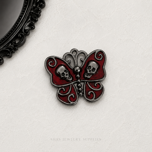 MC02D Butterfly Skull Gothic Charm ( 1 pc )
