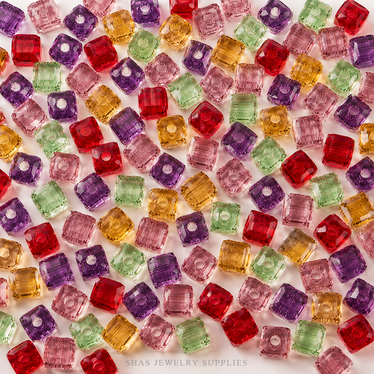 GB23A Cube Crystal Glass Beads ( 1 pc ) Lampwork Bead
