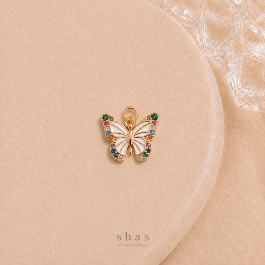 GPC21A Butterfly Zircon Pendant Charm ( 1 PC ) Premium Plated