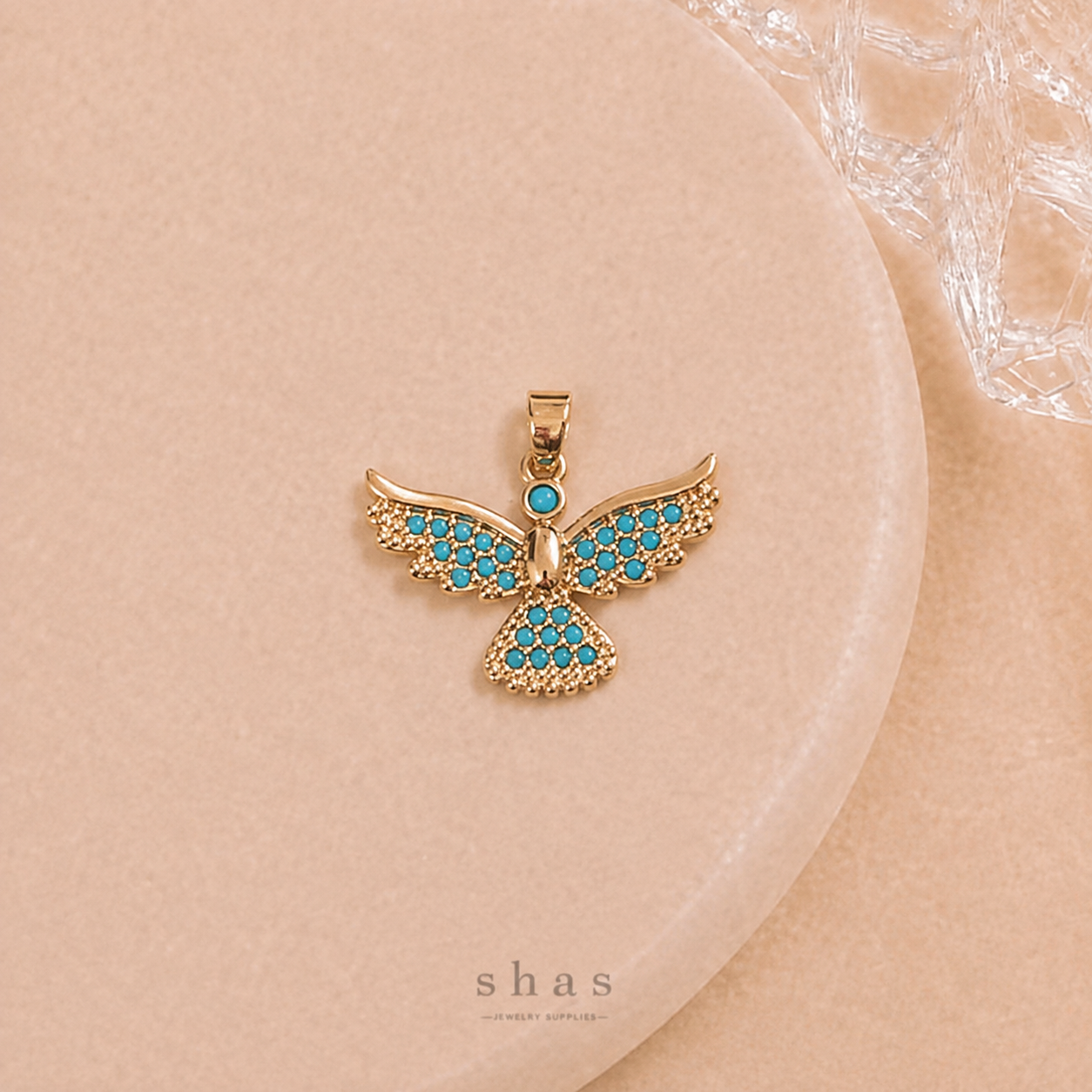 GPC21C Angel Zircon Pendant Charm ( 1 PC ) Premium Plated