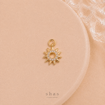 GPC21D Tiny Sun Zircon Pendant Charm ( 1 PC ) Premium Plated