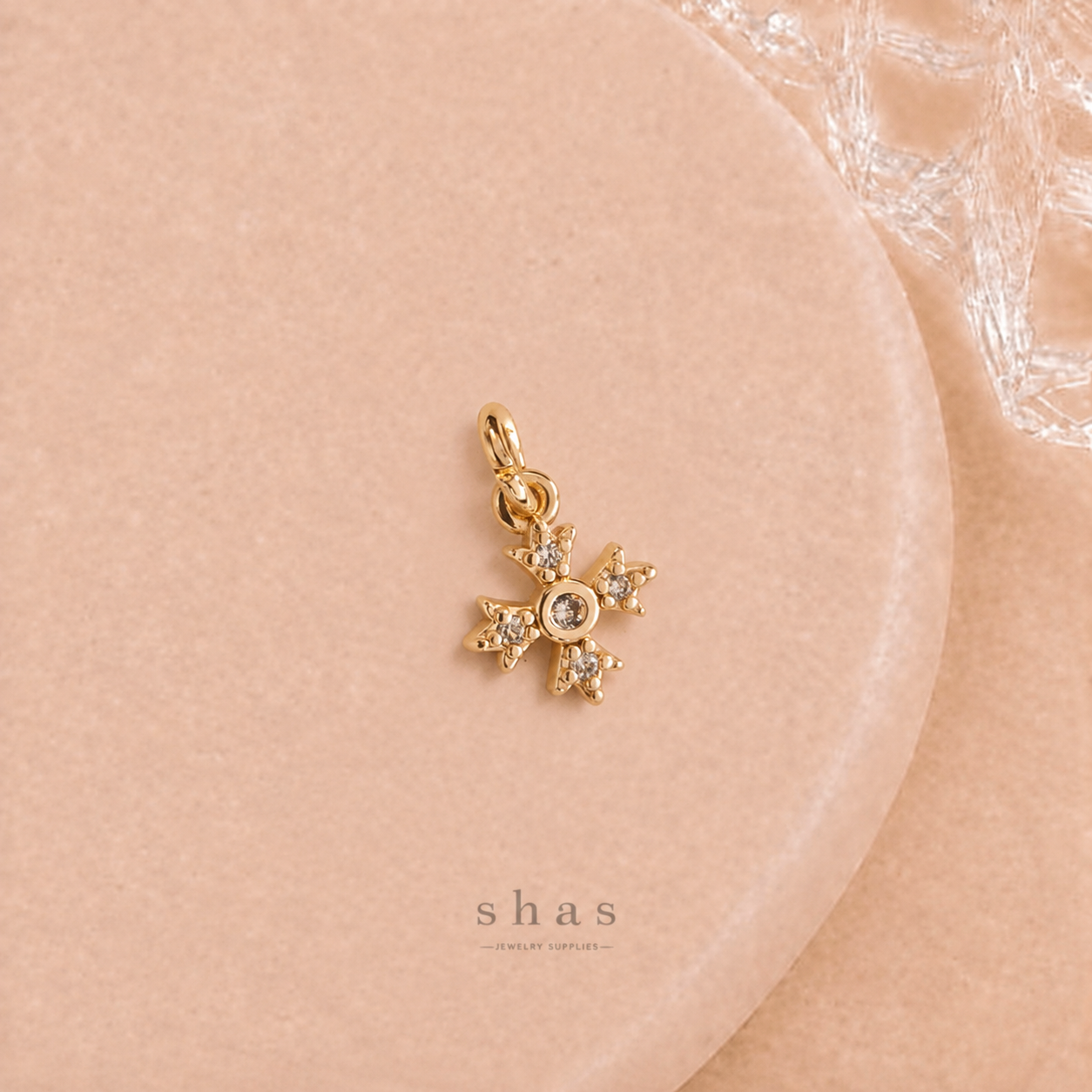 GPC21H Tiny Cross Zircon Pendant Charm ( 1 PC ) Premium Plated