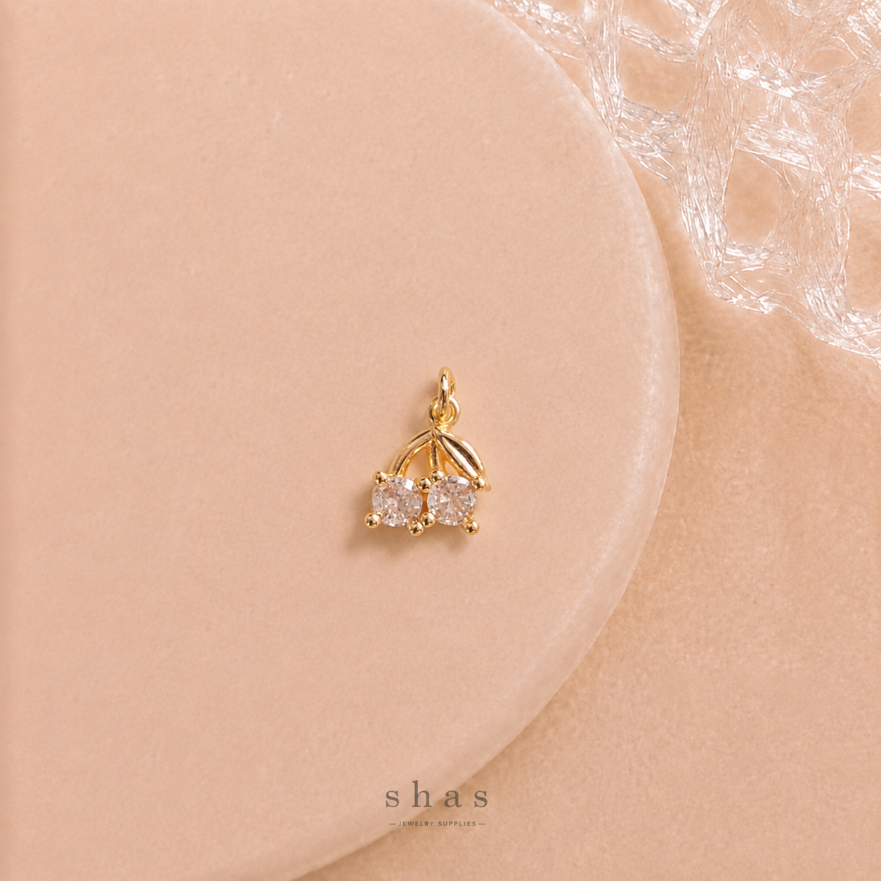 GPC21L Cherry Zircon Pendant Charm ( 1 PC ) Premium Plated