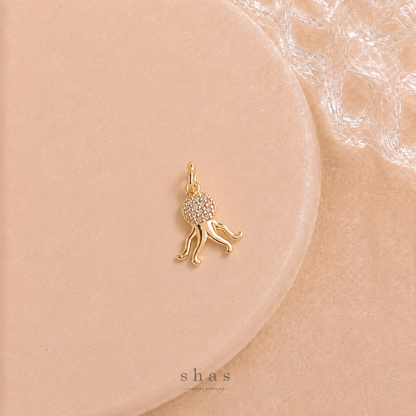 GPC21M Tiny Octopus Zircon Pendant Charm ( 1 PC ) Premium Plated