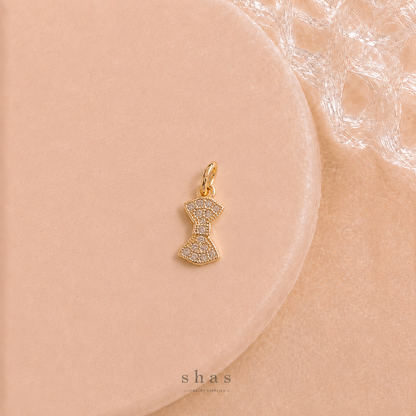 GPC21R Dainty Bow Zircon Pendant Charm ( 1 PC ) Premium Plated
