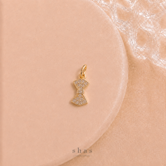GPC21R Dainty Bow Zircon Pendant Charm ( 1 PC ) Premium Plated