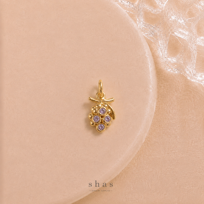 GPC21S Small Grapes Zircon Pendant Charm ( 1 PC ) Premium Plated
