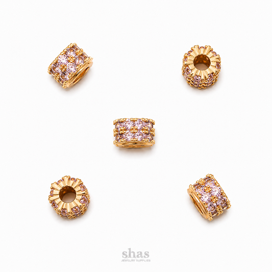 ZSP02E Pink Double Row CZ Spacer Bead ( 1 pc )
