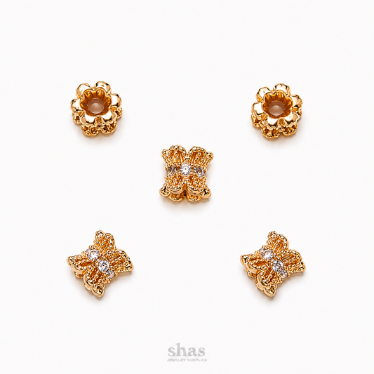 ZSP01Y Double Side Floral CZ Spacer Bead ( 1 pc )