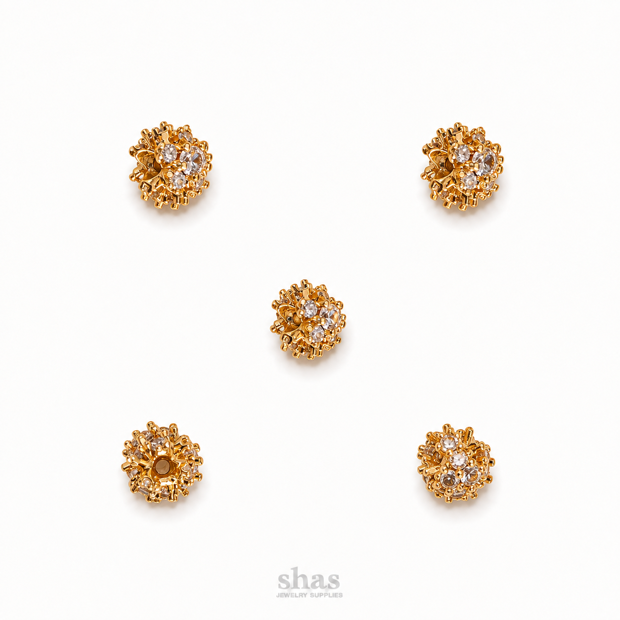 ZSP01Z Three Side Floral CZ Spacer Bead ( 1 pc )