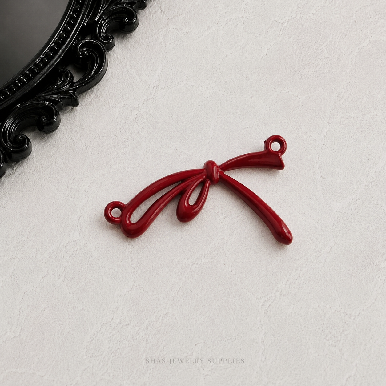 MC02K Double Hanging Bow Gothic Charm ( 1 pc )