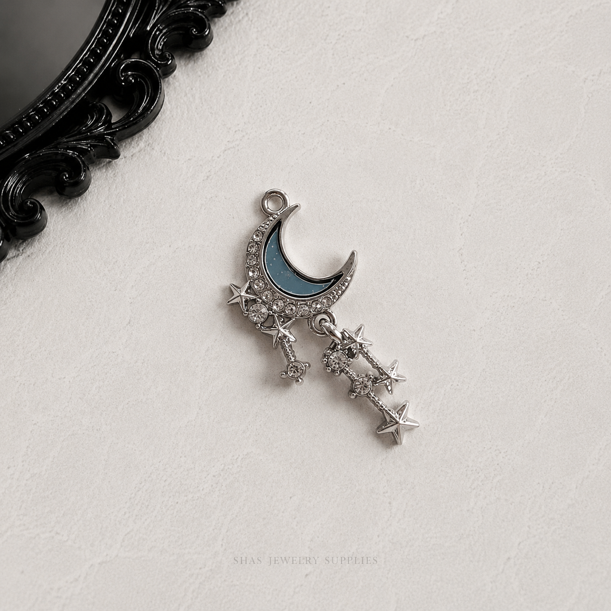 MC02M Blue Crescent Tassel Y2K Gothic Charm ( 1 pc )