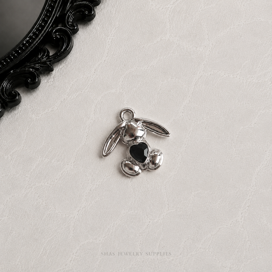 MC02U Black Heart Bunny Y2K Gothic Charm ( 1 pc )