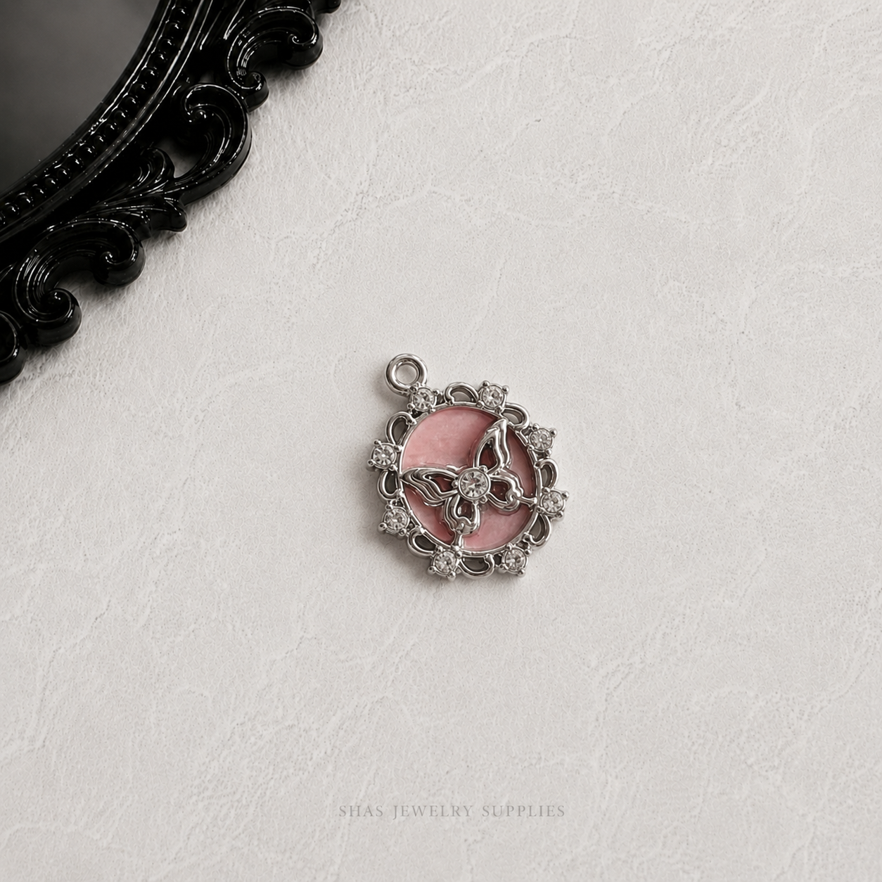 MC02V Pink Floral Butterfly Y2K Gothic Charm ( 1 pc )