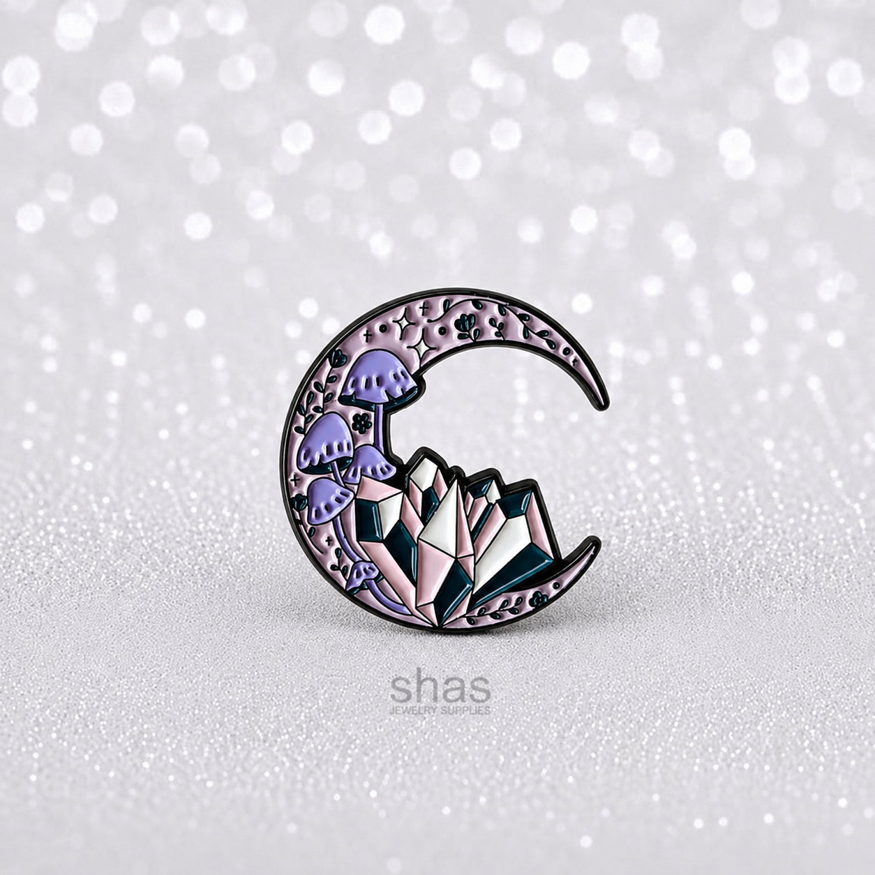 EP13 Crescent Mushroom Moon  Enamel Pin Badge ( 1 pc ) Imported Premium Quality