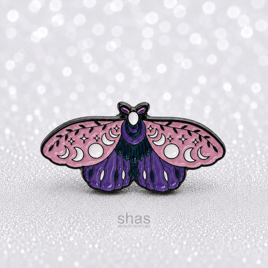 EP11 Pink and Purple Moth Enamel Pin Badge ( 1 pc ) Imported Premium Quality