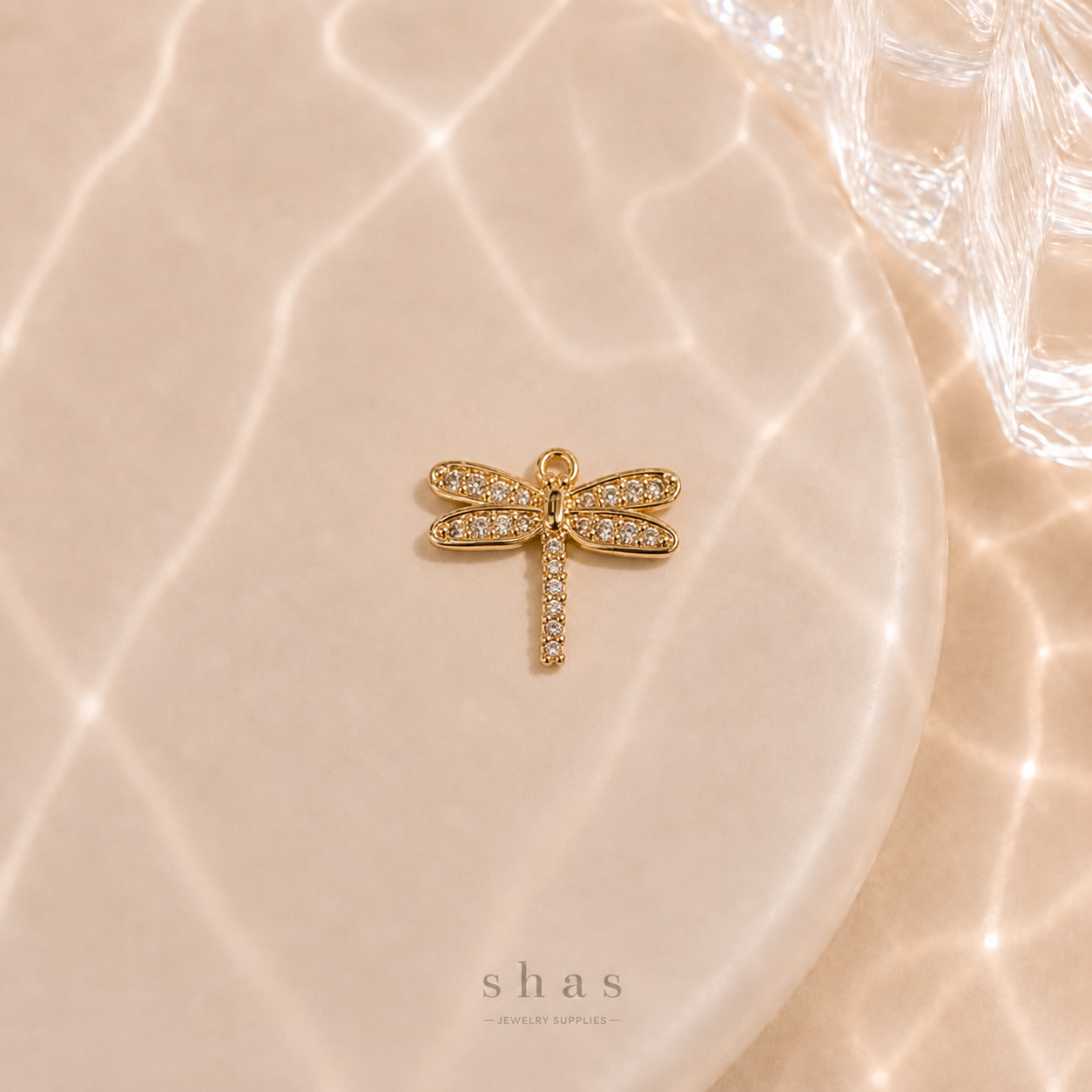 GPC19Z Dragonfly Zircon Pendant Charm ( 1 PC ) Premium Plated