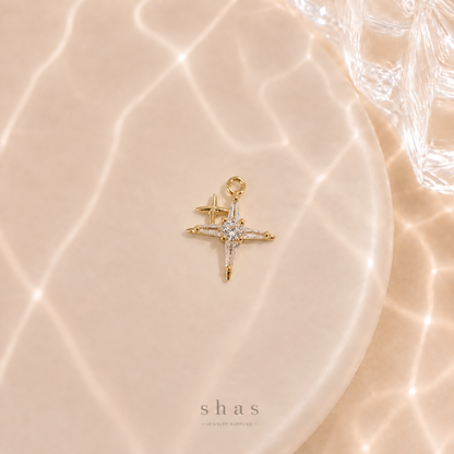 GPC20E Dainty Star Zircon Pendant Charm ( 1 PC ) Premium Plated
