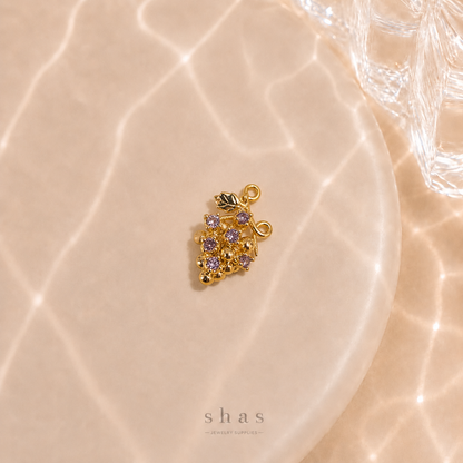 GPC20B Grapes Zircon Pendant Charm ( 1 PC ) Premium Plated