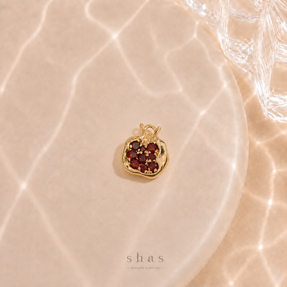 GPC19Y Pomegranate Zircon Pendant Charm ( 1 PC ) Premium Plated