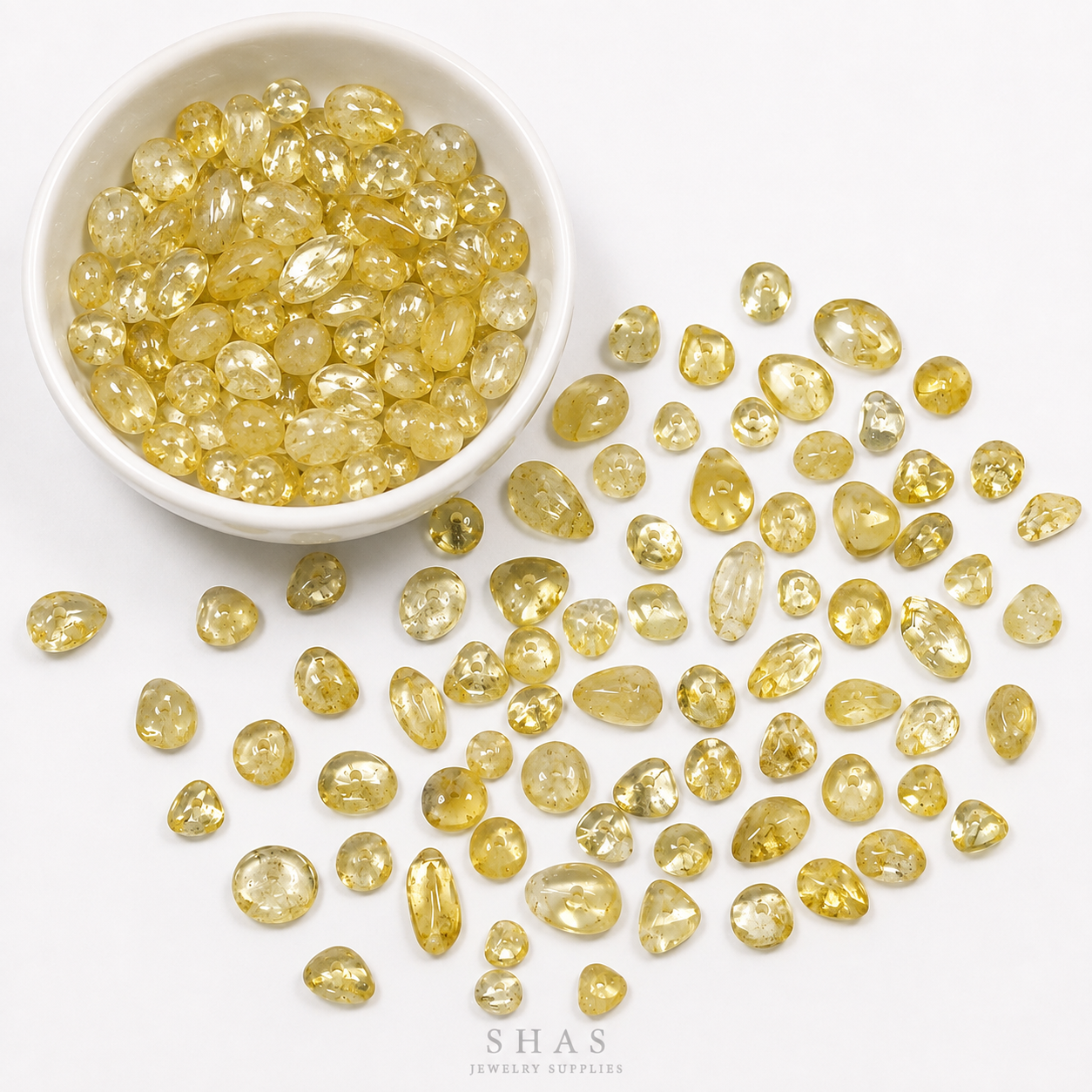 GM01C Citrine Natural Crystal Gravel Gemstone Bead ( 1 pc ) 5A Quality