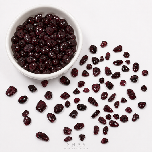 GM01G Garnet Natural Crystal Gravel Gemstone Bead ( 1 pc ) 5A Quality