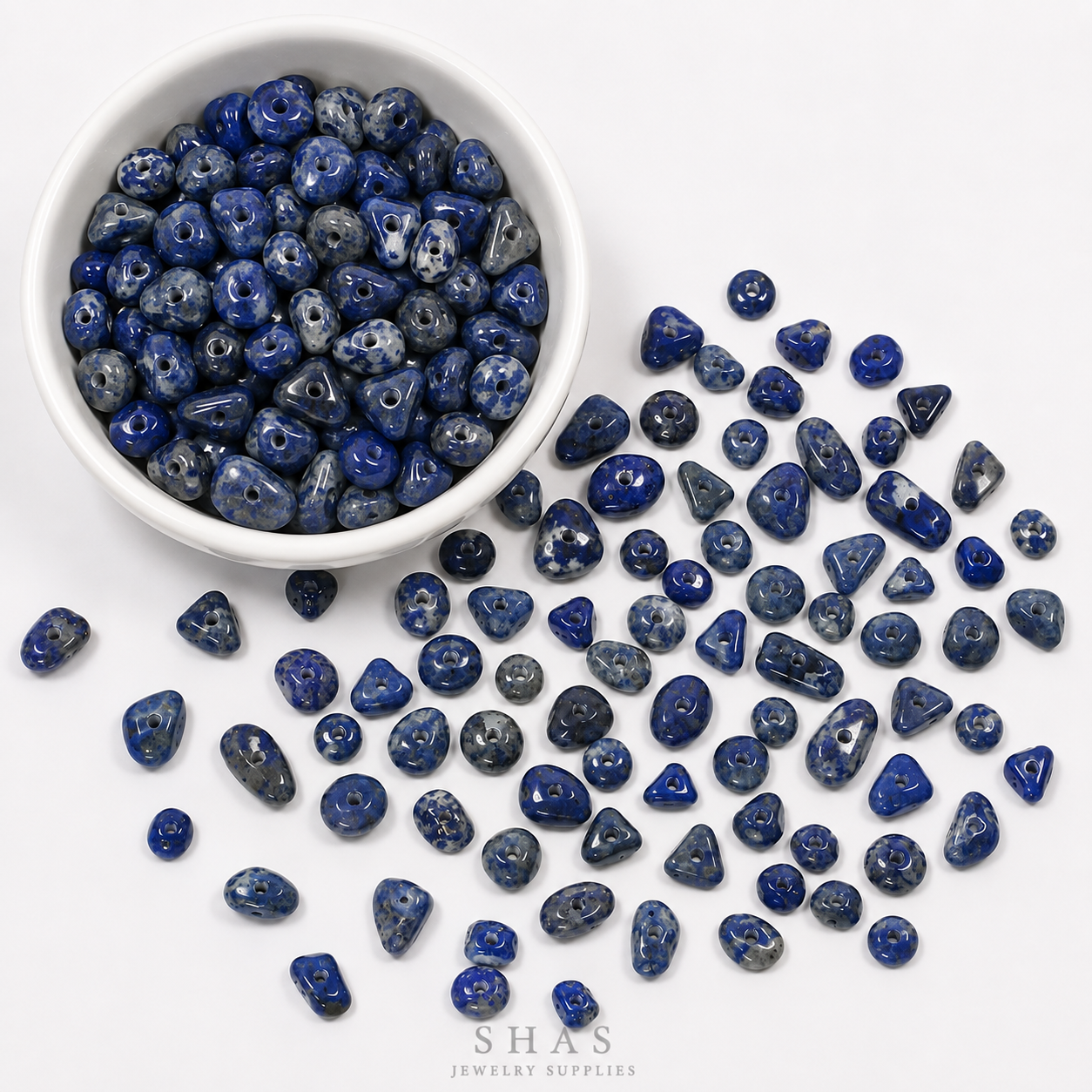 GM01H Lapis Lazuli Natural Crystal Gravel Gemstone Bead ( 1 pc ) 5A Quality