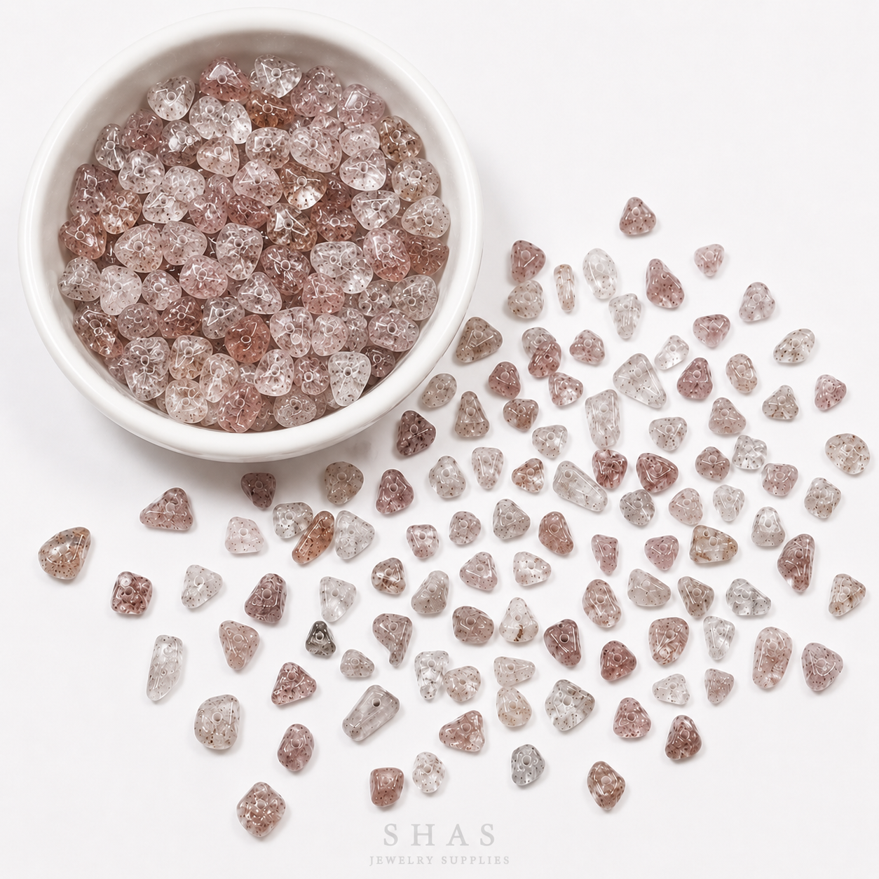 GM01K Rose Quartz Natural Crystal Gravel Gemstone Bead ( 1 pc ) 5A Quality