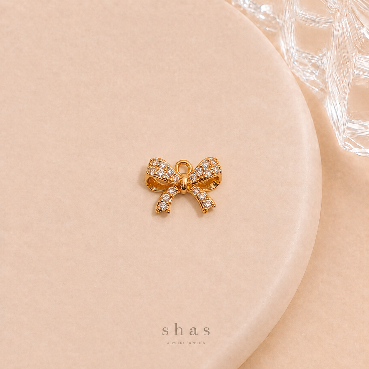 GPC20M Bow Zircon Pendant Charm ( 1 PC ) Premium Plated