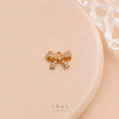 GPC20M Bow Zircon Pendant Charm ( 1 PC ) Premium Plated