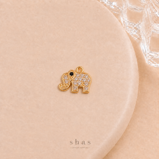GPC20N Elephant Zircon Pendant Charm ( 1 PC ) Premium Plated