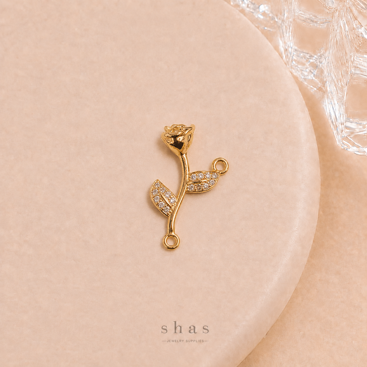 GPC20Q Rose Zircon Pendant Charm ( 1 PC ) Premium Plated