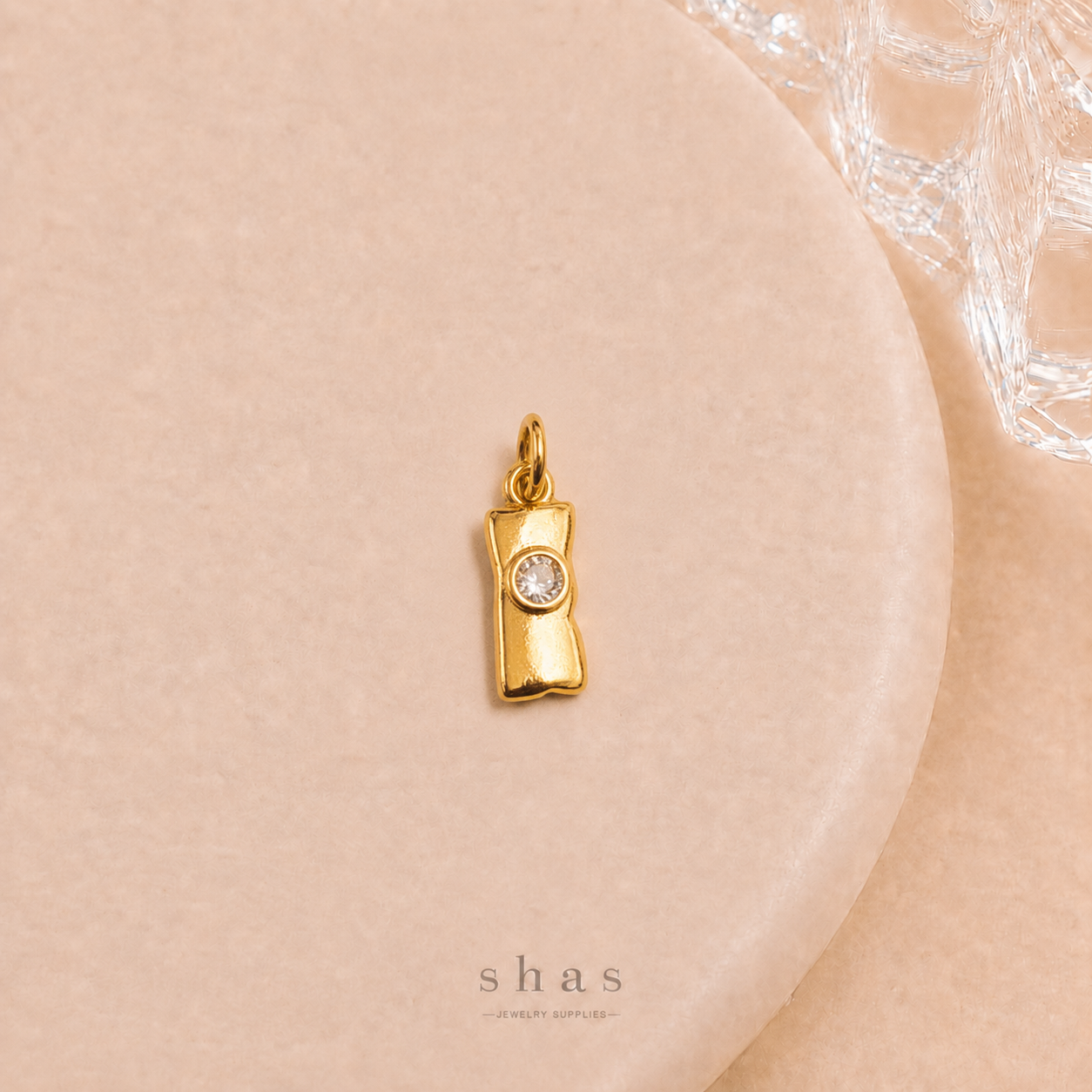 GPC20R Tiny Zircon Pendant Charm ( 1 PC ) Premium Plated