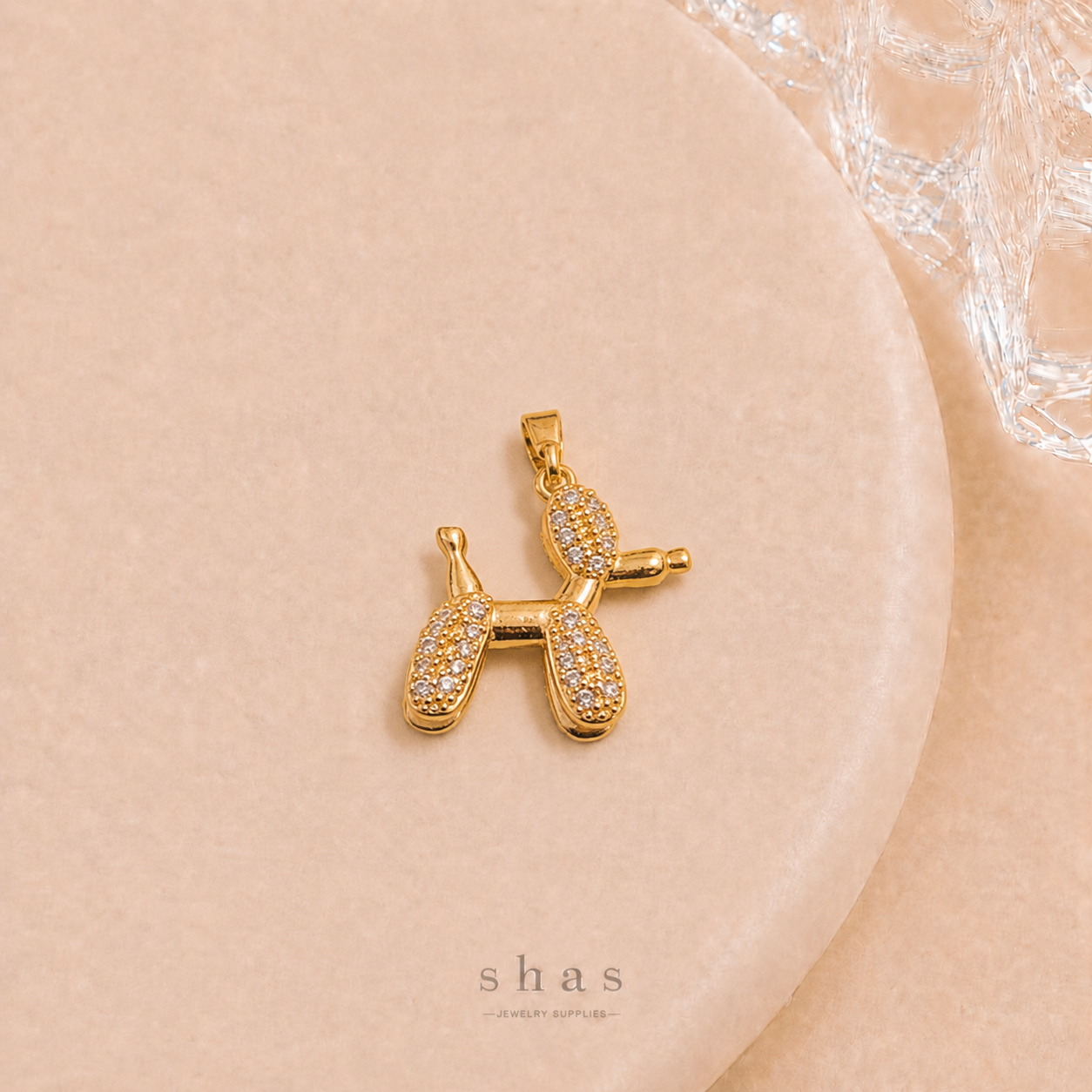 GPC20S Balloon Dog Zircon Pendant Charm ( 1 PC ) Premium Plated