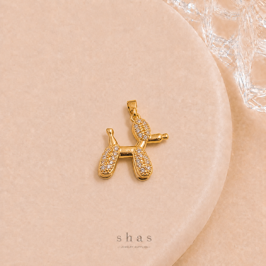 GPC20S Balloon Dog Zircon Pendant Charm ( 1 PC ) Premium Plated