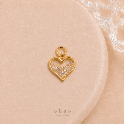 GPC20V Heart Zircon Pendant Charm ( 1 PC ) Premium Plated