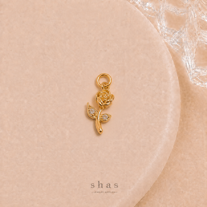 GPC20X Tiny Flower Zircon Pendant Charm ( 1 PC ) Premium Plated