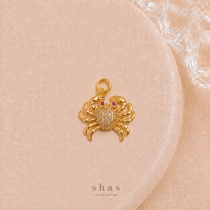 GPC20Z Sea Crab Zircon Pendant Charm ( 1 PC ) Premium Plated